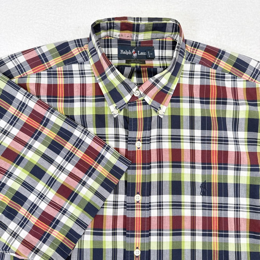 Ralph Lauren Shirt Mens Large Plaid Blake Button Down Short Sleeve Casual